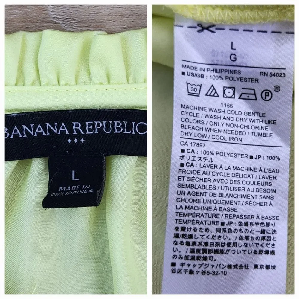 🍑Banana Republic Yellow Flutter Cap Sleeve Top Large